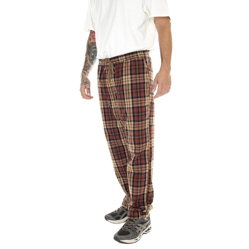 Vans Range Flannel Pants Small Plaid Taos Taupe Burnt Henna